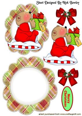 Baby Bear with Present for Santa Rocker Card