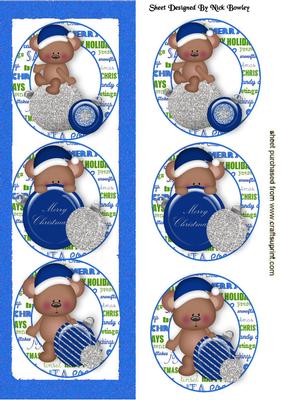 Little Bears with Baubles in Blue, Dl