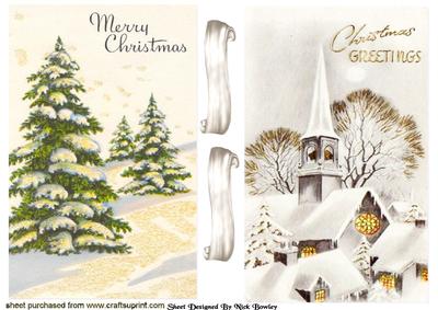 Snow Scenes of Trees and a Pretty Church Cards