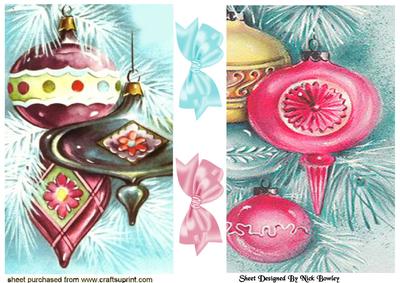 Pink & Blue Christmas Baubles Cards