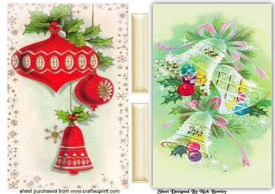 Christmas Bells and Red Vintage Baubles Cards