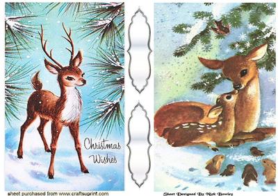 Cute Deers in the Snow Quick Cards