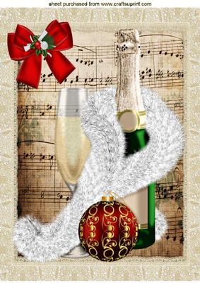 Christmas Red Bow with Champagne A4