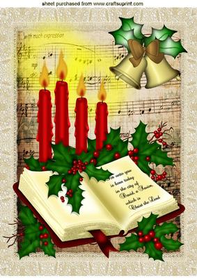 Christmas Hymn Book with Candles and Holly A4