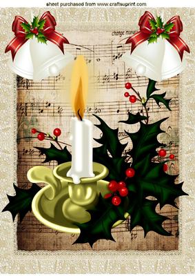 Candles, White Bells & Holly on Music A4