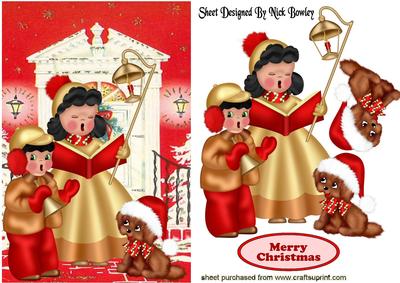 Cute Little Puppy with Carol Singers