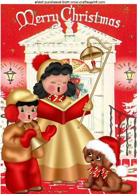 Cute Little Puppy with Carol Singers A4