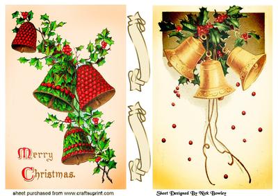 Lovely Christmas Gold and Red Bells Cards