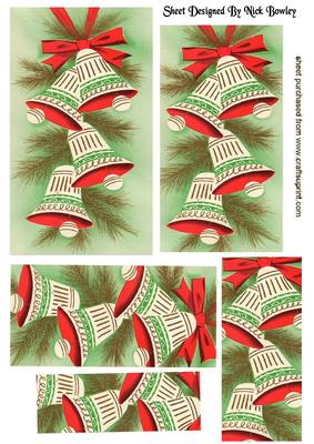 Green & Red Vintage Bells Pyramids