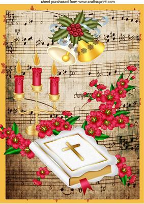 Pretty Flowers, with Bible and Bells A4