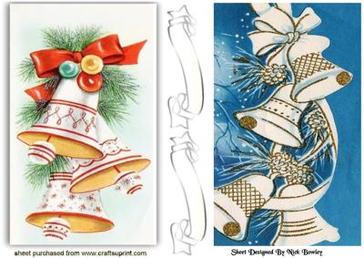 Vintage White Christmas Bells Cards