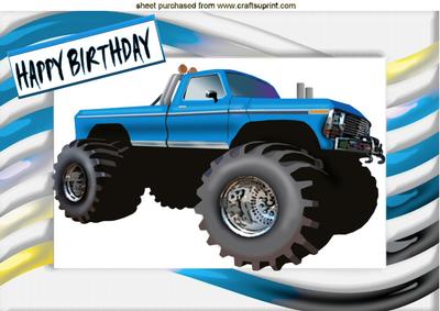 4x4 Jeep in Turq in Funky Frame A4