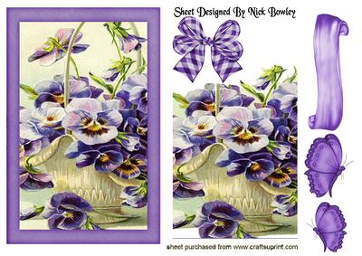 Pretty Lilac and Pink Pansies with Bow