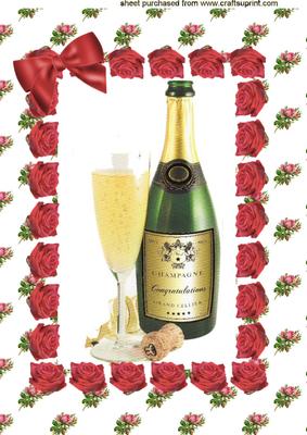 Celebration A4 Topper of Champagne & Roses