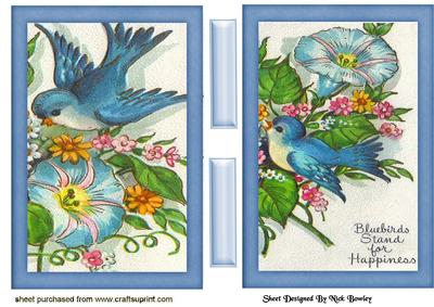 Pretty Blue Birds with Flowers Cards