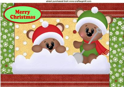 Playful Teddies in the Snow A4