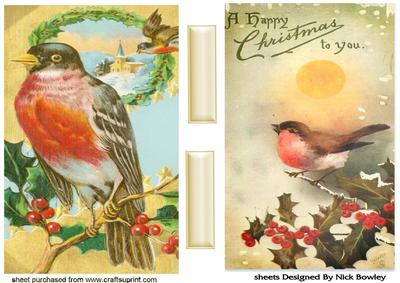 Vintage Robins on a Branch Cards