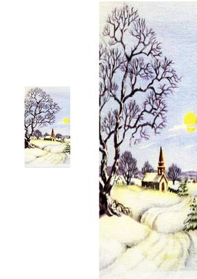 Lovely Dl Card of Snow Scene with Church