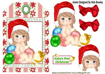 Baby Girls 1st Christmas on a Red Tag