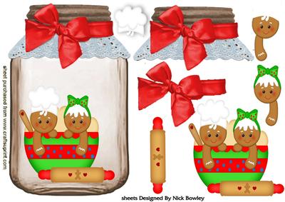 Gingerbread Kids Sat in a Mixing Bow in a Jar