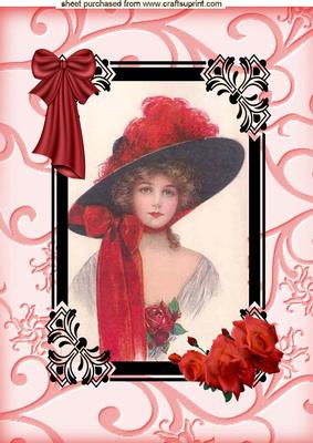 Pretty Vintage Lady in Frame A4 Topper