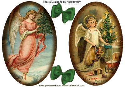 Nostalgic Christmas Angels in Oval Toppers