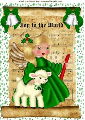 Joy to the World! Little Angel with Lamb A4