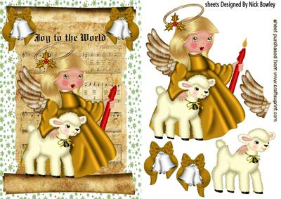 Joy to the World! Angel in Gold with Lamb