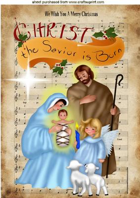 Christ is Born! Rejoice Nativity with Carol A4
