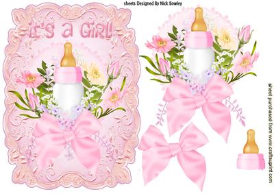 Baby Girls Pink Bottle with Flowers