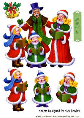 Vintage Family of Carol Singers A4