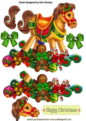 Lovely Rocking Horse with Christmas Goodies