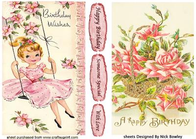 Little Girl on Swing, and Pink Roses Cards