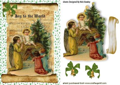Vintage Baby Jesus with Angels on a Scroll