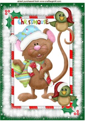 Merry Christmouse with Little Robins A4