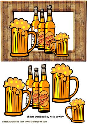 Beers and Bottles in Wooden Frame