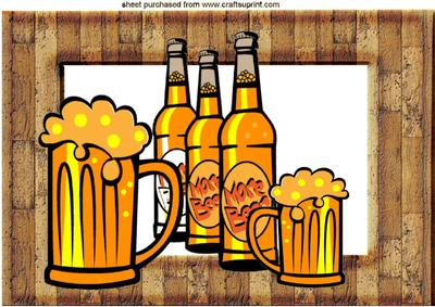 Beers and Bottles in Wooden Frame A4