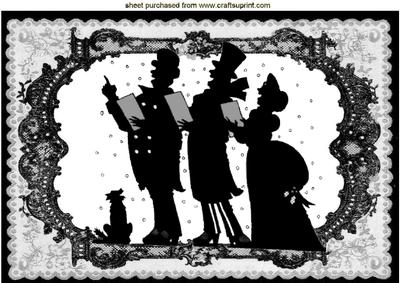 Silhouette Carol Singers in Black Lace Frame A4