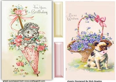 Little Puppies with Flowers Cards