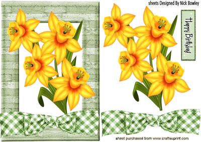 Yellow Daffodils with Gingham Bow in Frame