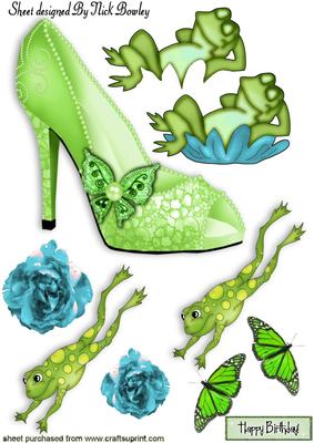 Green Sparkle Shoe with Frogs