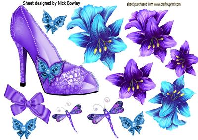 Pretty Purple Sparkle Shoe with Dragonflies
