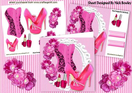 Pink Basque with Sparkle Shoes and Flowers 8x8 Mini Kit