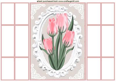 Pretty Pink Tulips in Ornate Frame French Gatefold