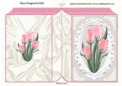Pretty Pink Tulips in Ornate Frame Folded Book