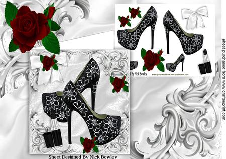 Shades of Grey with Sultry Shoes and Red Rose 8x8 Mini Kit