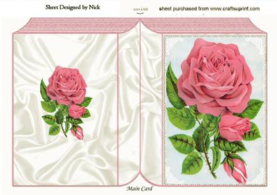 Pretty Single Pink Rose Folded Book