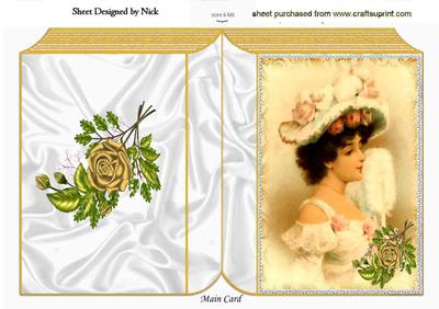 Pretty Vintage Lady Dressed in Cream Folded Book