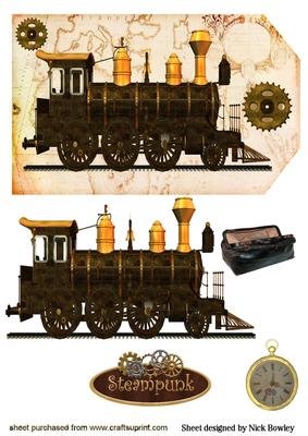 Steampunk Train on a Tag