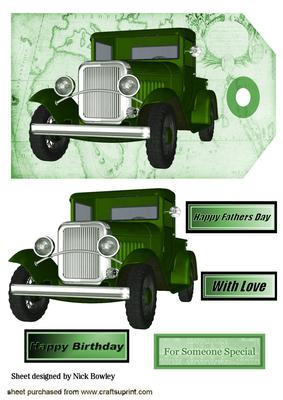 Vintage Green Truck on a Tag